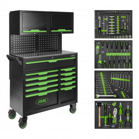 CARRO DE HERRAMIENTAS 11 CAJONES CON PANELES Y ARMARIOS