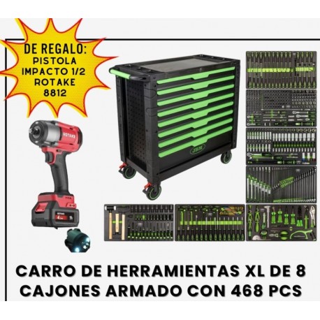 CARRO DE HERRAMIENTAS XL DE 8 CAJONES - ARMADO