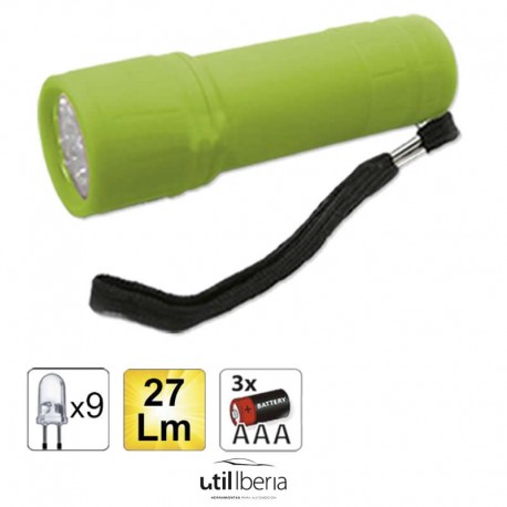Linterna plástica 9 leds verde