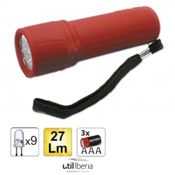Linterna plástica 9 leds roja