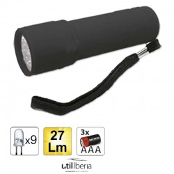 Linterna plástica 9 leds negra