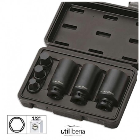 Set de 3 vasos y 3 puntas impacto hexagonal