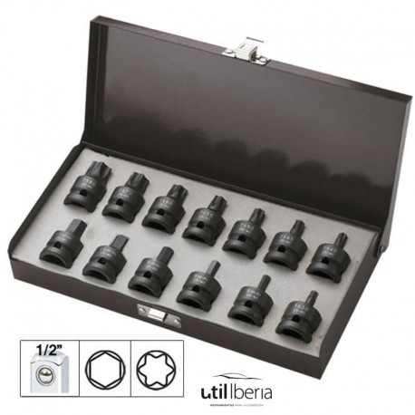 Set de 13 puntas de impacto hexagonales y torx